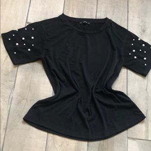 SHEIN tee women black embellished T-shirt